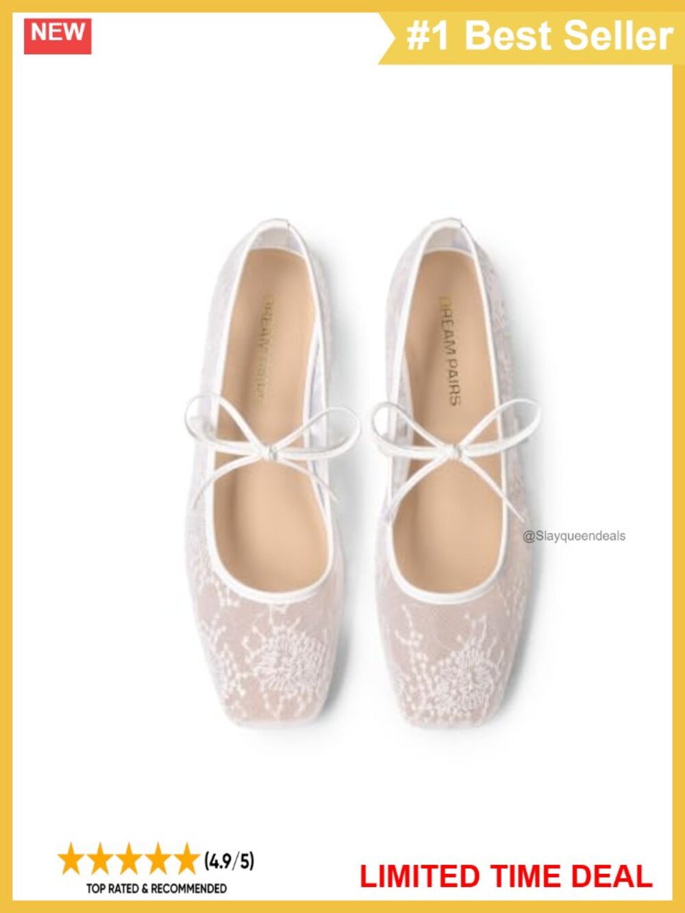 Square Toe Lace Ballet Mary Jane Flats Floral Embroidered Bow
